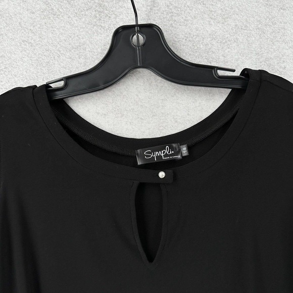 Simpli Canada Tunic Top Womens 14 Cold Shoulder Short Sleeve Asymetrical‎ Black - Picture 5 of 14